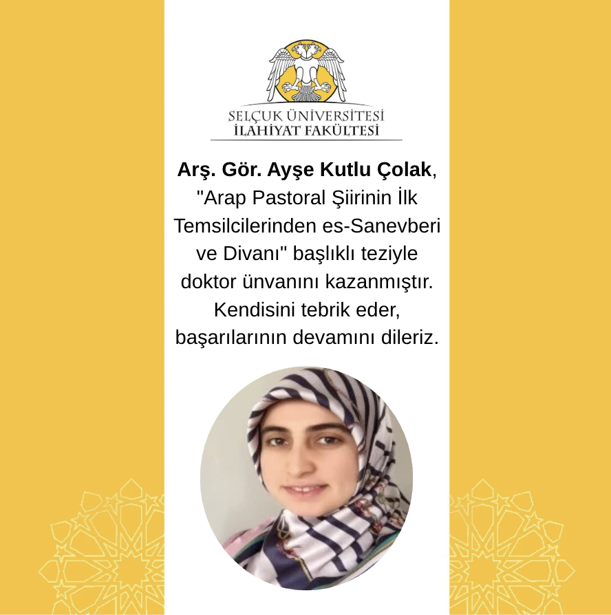 Tebrik: Arş. Gör. Ayşe Kutlu Çolak, doktor unvanını aldı